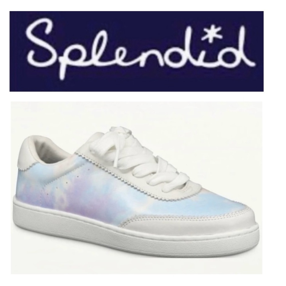 🇺🇸 SPLENDID White Pastel Tie Dye Freya Leather Sneakers NWT $119 Sz 9